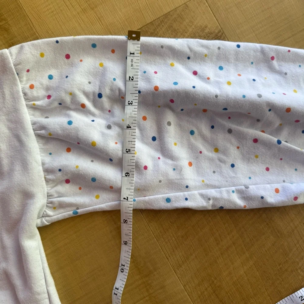 Disney Parks Minnie Mouse Polka Dot Puff Sleeve‎ Sweatshirt White Girls XL 14A
